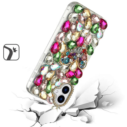 For Apple iPhone 16 Plus (6.7") Bling Crystal 3D Full Diamonds Luxury Sparkle Rhinestone Hybrid Protective Case Cover