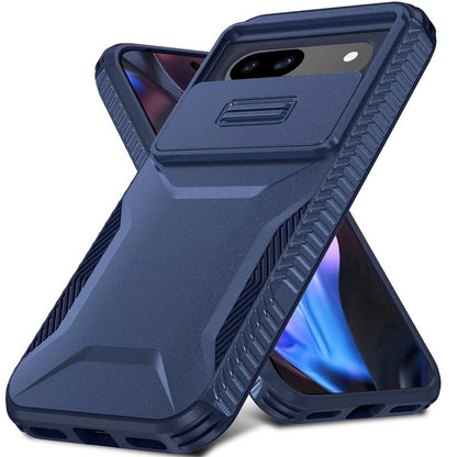 For Google Pixel 9A Slim Fit Shockproof Hybrid with Slide Camera Window Covering, Rugged Tpu Silicone Hard PC Bumper Case Cover