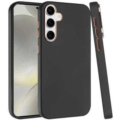 For Samsung Galaxy S25 Ultra Slim Classic Hybrid Around Rubber Gummy Gel Slick Hard PC Silicone TPU Chromed Button Case Cover