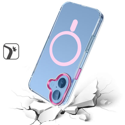 For Apple iPhone 16 Plus (6.7") Clear Transparent Matching Circle Design Hybrid TPU Hard Shockproof [Support Magsafe Charger] Case Cover