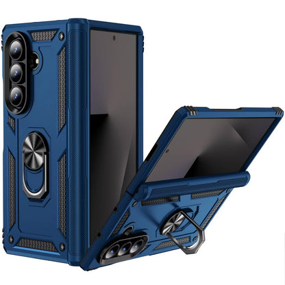 For Samsung Galaxy Z Fold 7 Hybrid Shockproof Protective with Magnetic 360° rotating Ring Kickstand, TPU Rubber PC Case Cover