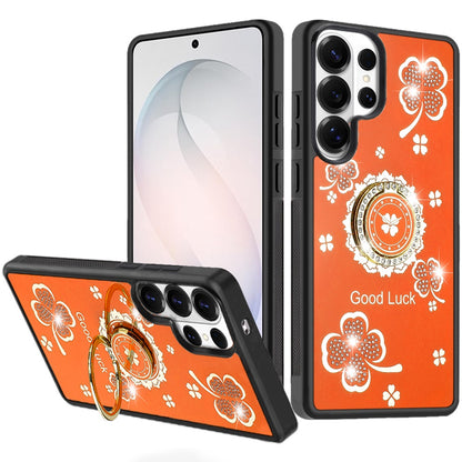 For Samsung Galaxy S26 Ultra Diamonds 3D Butterfly Bling Sparkly Glitter Ornaments Engraving Hybrid Metal Fashion Case Cover Garden Butterflies Cosmic Orang