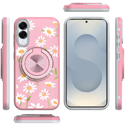 For Samsung Galaxy S25 EDGE Pattern Design Hybrid with Invisible Ring Stand & Magnetic Back, Shockproof Protective Grip Case Cover