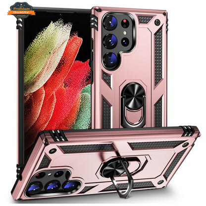 For Samsung Galaxy S25 Ultra Shockproof Hybrid Dual Layer PC + TPU with Metal Ring Kickstand Heavy Duty Armor Shell Case Cover