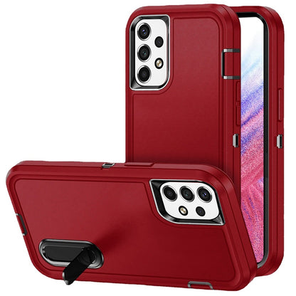 For Apple iPhone 16 (6.1") Hybrid 3 Layers Hard 3in1 Shockproof with Kickstand Heavy Duty Hard TPU Rubber Anti-Drop Case Cover Red