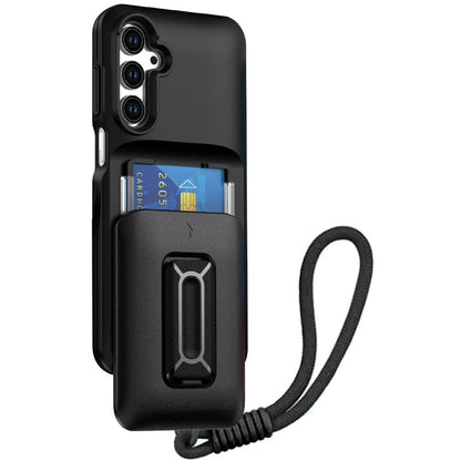 For Apple iPhone 16e Wallet Case with 2- Credit Card Holder, Wrist Strap & Kickstand Hybrid Shockproof TPU Case Cover