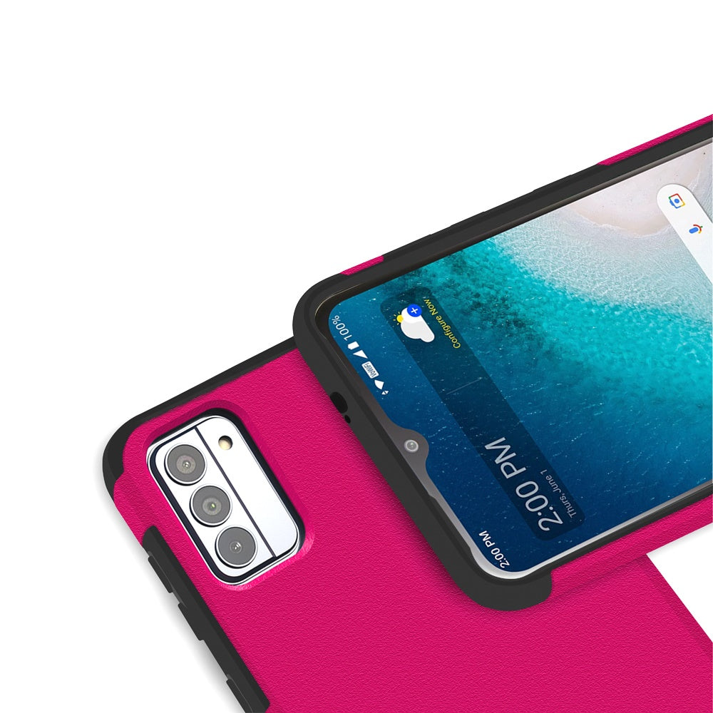 For Cricket Outlast 5G (2024) Tough Shock Absorption Hybrid Dual Layer Hard PC TPU Rubber with Screen Protector Tempered Glass Case Cover