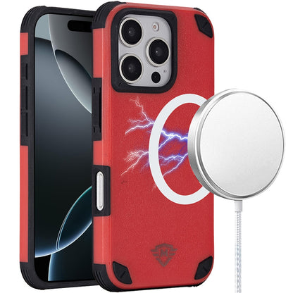 For Apple iPhone 16 (6.1") Heavy Duty Dual-Layer Rugged Protection, Shockproof Protective Tough Magnetic Compatible with MagSafe Case Cover