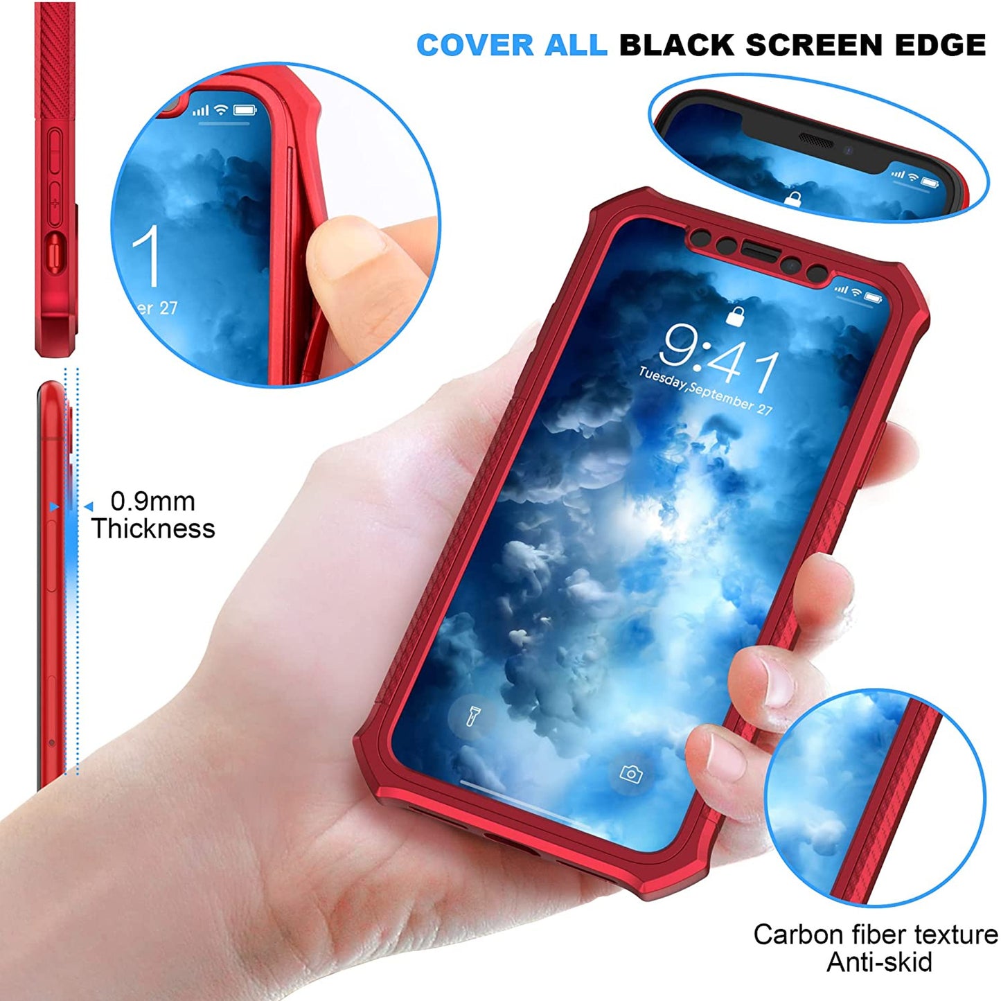 For TCL 60 XE NXTPAPER Full-Body Dual Layer Hybrid Case Slim, Drop-Proof TPU Hard PC, Durable Corner Front Bumper Protector Case Cover Red