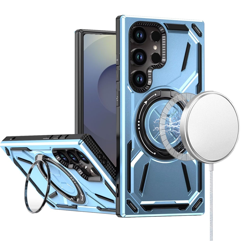 For Samsung Galaxy S25 Ultra Hybrid Magnetic Ring and 360° Rotational Kickstand with MagSafe Compatible, Military Grade Drop Protection Case Cover