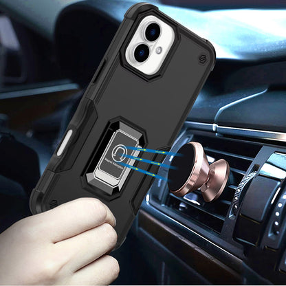 For Apple iPhone 17 (6.3") Hybrid Stand Magnetic Ring Holder Kickstand Heavy Duty Rugged Drop Silicone & Hard PC Shockproof Case Cover