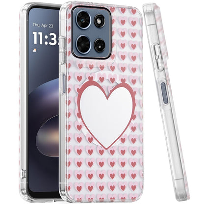 Phone Case for Motorola Moto G Play 5G 2026 Shockproof Dual Layer TPU IMD Print Rugged Anti-Slip Grip Drop Protection Scratch Resistant Slim Fit Glossy Floral Heart Aesthetic Cover