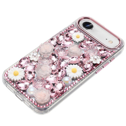 For Apple iPhone 17 Air (6.6") Fashion Daisy Floral Series, Full 3D Bling Crystal Diamonds Sparkling Rhinestone Glitter Hybrid Design Case Cover