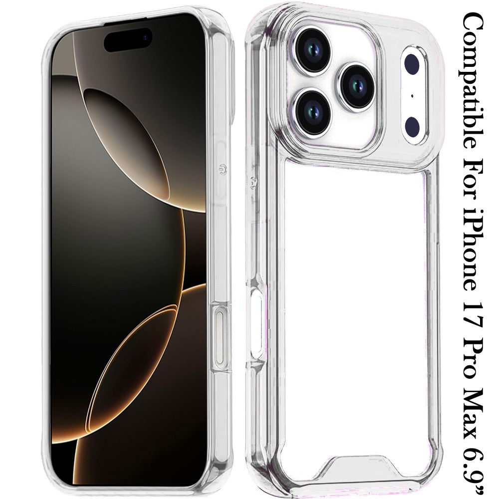 For Apple iPhone 17 Pro Max Clear Colored Shockproof Transparent Hard PC + Rubber TPU Hybrid Bumper Shell Slim Protective Case Cover Clear