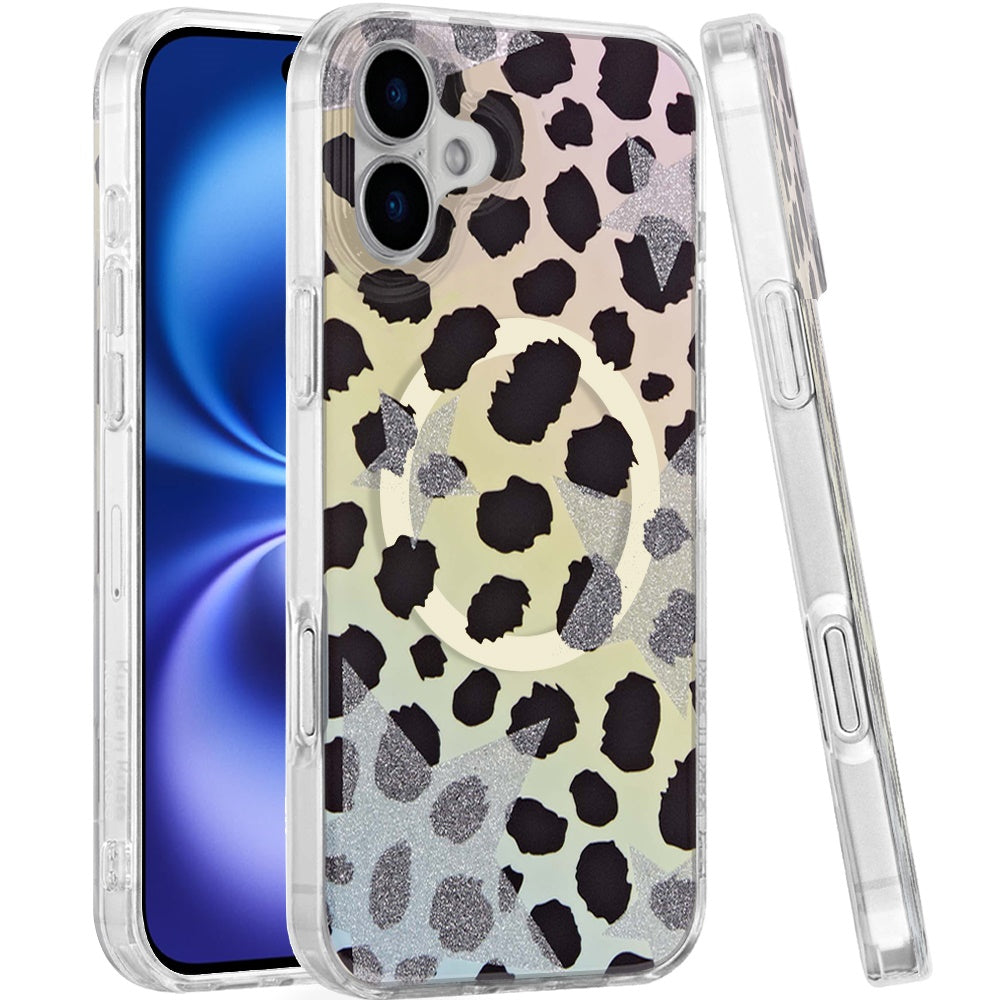 For Apple iPhone 17 Stylish Pattern Fashion IMD Printed Design TPU Double Layer Slim Shockproof with Magnetic Back Case Cover Colorful Leopard