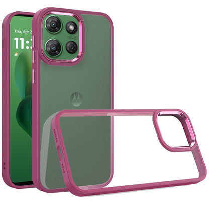 For Motorola Moto G 5G 2025 Slim Fit Hybrid Transparent Thick Acrylic with Metal Buttons Frame Protective Hard PC + TPU Shockproof Case Cover