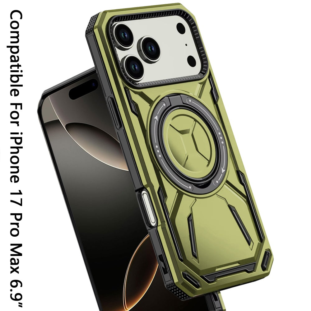 For Apple iPhone 17 Pro Max (6.9") Hybrid Magnetic Ring and 360° Rotational Kickstand with MagSafe Compatible, Military Grade Drop Protection Case Cover
