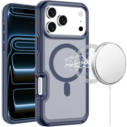Phone Case for Apple iPhone 17 Pro Max (6.9") Glossy Magnetic Compatible Shockproof Slim TPU Durable Hard PC Rubber Grip Premium Hybrid Cover Dark Blue