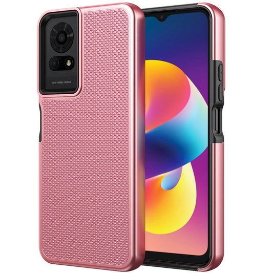 For TCL 50 LE Dual Layer Heavy-Duty Hybrid Rugged Case Rugged Texturized TPU & PC Shockproof Silicone Military Grade Case Cover Rose Gold