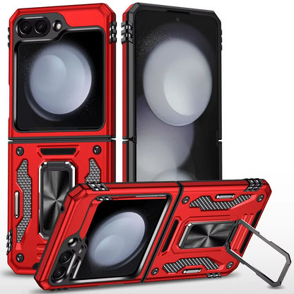For Samsung Galaxy Z Fold 7 Tough Hybrid Case with Movable Camera Window & Metal Ring Stand Shockproof Case Cover