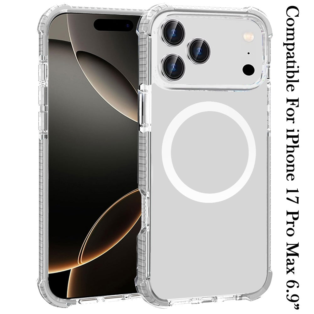 For Apple iPhone 17 Pro Max (6.9") Magnetic Acrylic Case Transparent Back, Rugged Colorful Frame, Shockproof Hybrid, MagSafe Compatible Case Cover