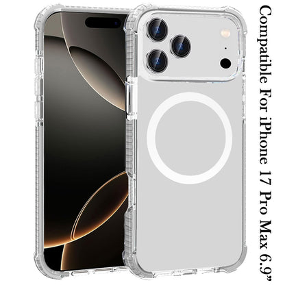 For Apple iPhone 17 Pro Max (6.9") Magnetic Acrylic Case Transparent Back, Rugged Colorful Frame, Shockproof Hybrid, MagSafe Compatible Case Cover