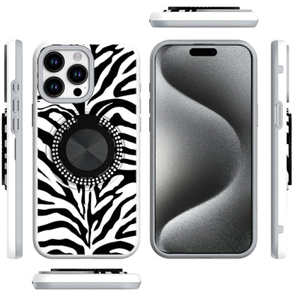 For Apple iPhone 14 /13 Pattern Design Hybrid with Invisible Ring Stand & Magnetic Back, Shockproof Protective Grip Case Cover