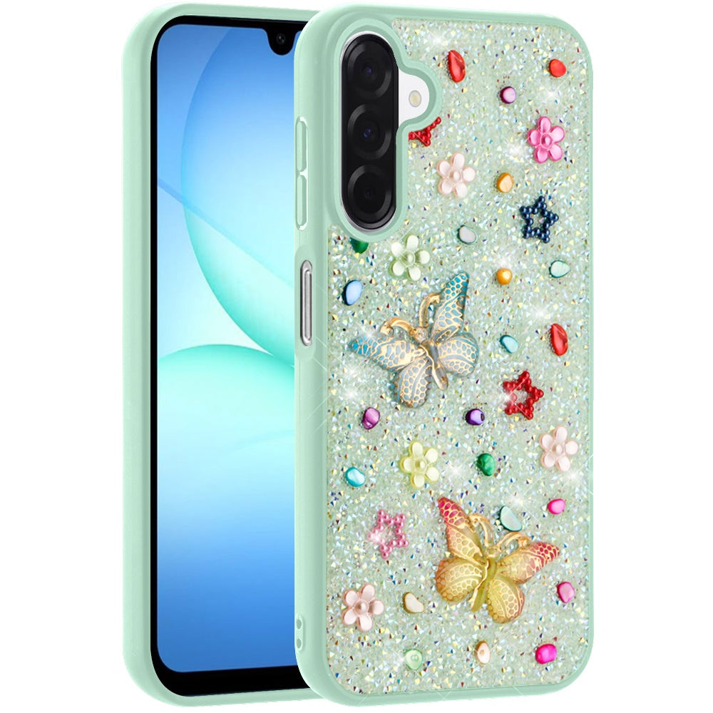 For Samsung Galaxy A17 5G Diamond Butterfly 3D Glitter Bling Design, Slim Hybrid Sparkle Protective Cover TPU for Women Girls Case Cover