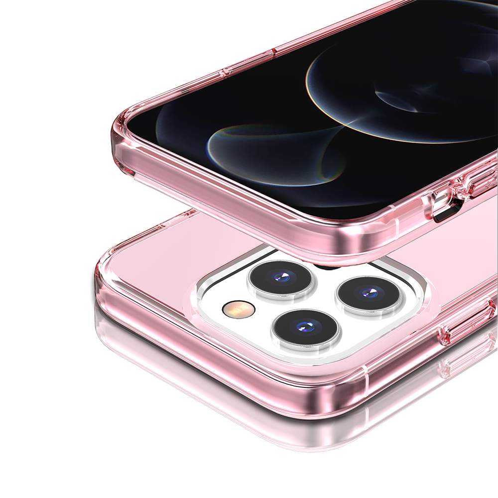 For Apple iPhone 17E /16E Transparent Shock Absorption PC + TPU Rubber Gel Thick 3mm Hybrid Silicone Slim Fit Back Case Cover Pink