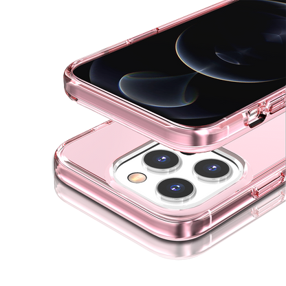 For Apple iPhone 17E /16E Transparent Shock Absorption PC + TPU Rubber Gel Thick 3mm Hybrid Silicone Slim Fit Back Case Cover Pink