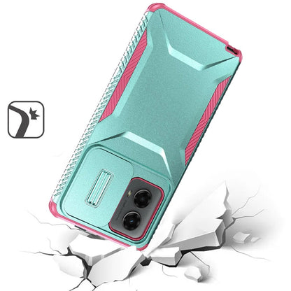 For Motorola Edge 2024 Slim Fit Shockproof Hybrid with Slide Camera Window Covering, Rugged Tpu Silicone Hard PC Bumper Case Cover