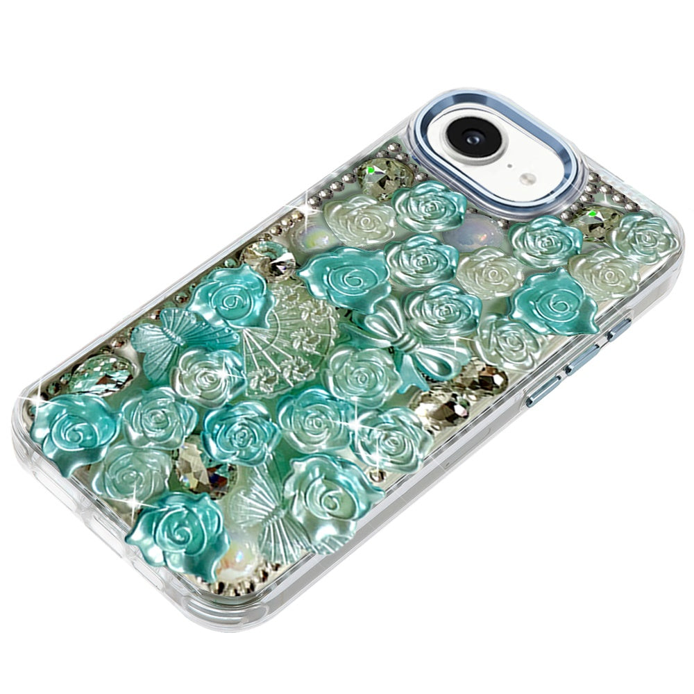 For Samsung Galaxy A37 Muti-Color Floral Fashion Bling Crystal 3D Full Diamonds Stones Sparkle Rhinestone Glitter Hybrid Case Cover