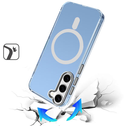 Phone Case for Samsung Galaxy S22 Clear Transparent Magnetic Circle Slim Shockproof Durable TPU Hard PC Grip Hybrid Design Cover Black