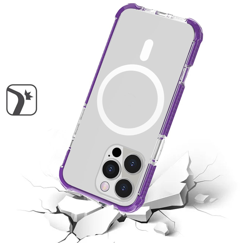 For Apple iPhone 16 Pro (6.3") Hybrid Acrylic Transparent Hard PC + TPU Color Frame Bumper Compatible with MagSafe Case Cover