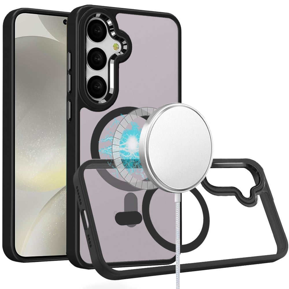 For Samsung Galaxy S24+ Plus Clear Acrylic Hybrid Metal Button Shock Protection Durable Grip Thick Transparent Design for Plus Series Case Cover