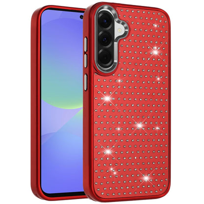 For Samsung Galaxy A37 Bling Diamond Metallic, Full Sparkle Chrome Edged Hybrid Protective Shockproof Case Cover