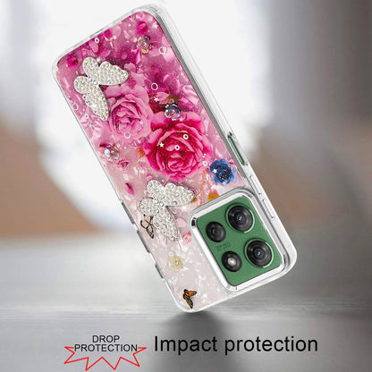 For Motorola Moto G Power 5G 2025 Epoxy Glitter Flowers Bling 3D Butterfly Fashion TPU Hybrid with Shockproof Protection Case Cover
