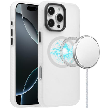 For Apple iPhone 16 Pro Max (6.9") Matte Skin Hybrid TPU with Magnetic Circle MagSafe Compatible, Military Grade Shockproof Slim Fit Case Cover