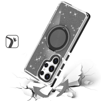 For Samsung Galaxy S26 Ultra Slim Bling Glitter Sparkly Shimmer Hybrid with Magnetic Ring and 360° Rotational Stand [Compatible with Magsafe] Case Cover