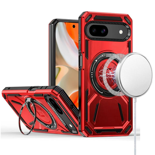 For Google Pixel 9 Hybrid Magnetic Ring and 360° Rotational Kickstand with MagSafe Compatible, Military Grade Drop Protection Case Cover Red