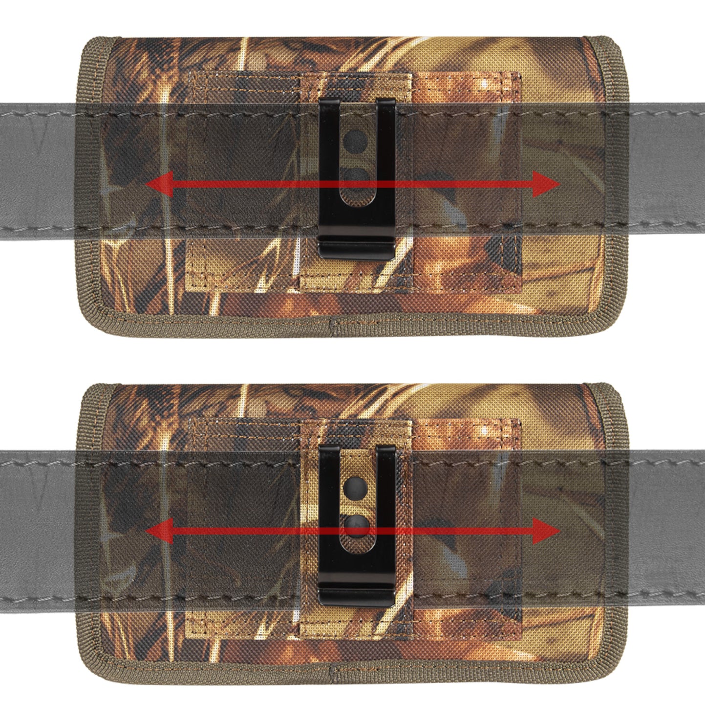 For Apple iPhone 16 Pro (6.3") Universal Camo Leather Horizontal Holster Pouch with Credit Card Slots Wallet & Belt Loop Clip Carrying (Fits 6.7 inch Phone) [Camouflage]