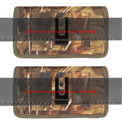 For Apple iPhone 16 Pro (6.3") Universal Camo Leather Horizontal Holster Pouch with Credit Card Slots Wallet & Belt Loop Clip Carrying (Fits 6.7 inch Phone) [Camouflage]