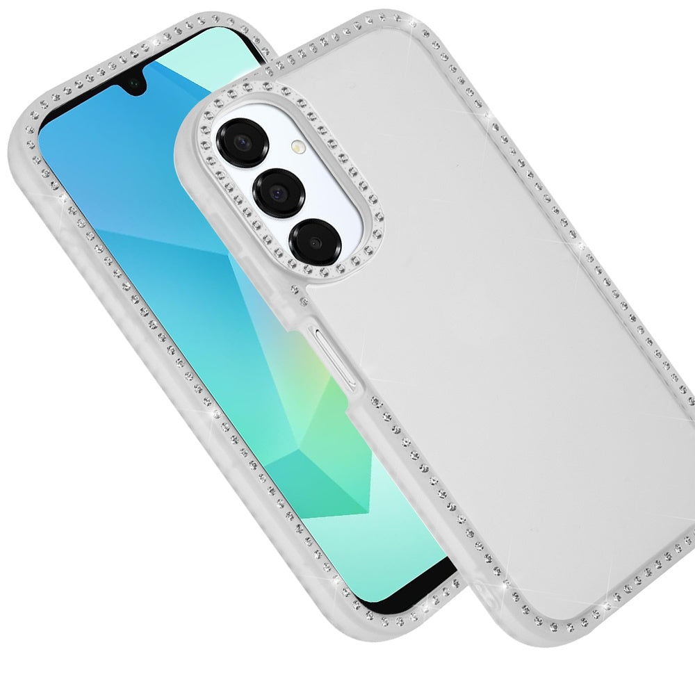 For Samsung Galaxy A36 Diamond Full Rhinestone Clear Hybrid Protective, Sparkly Bling Transparent Shockproof Bumper All Around Case Cover Clear