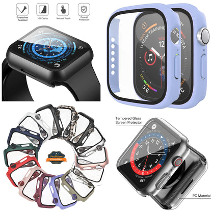 For Apple Watch Size 46mm Slim Hard PC Bumper, Clear Touch Full Coverage with Built in Tempered Glass Screen Protector Case Cover