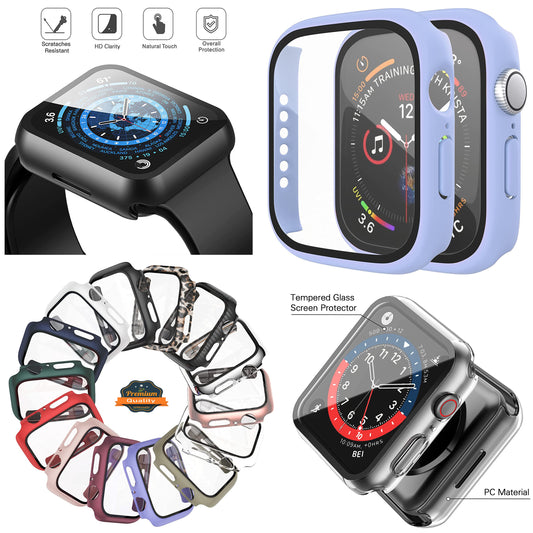 For Apple Watch Size 46mm Slim Hard PC Bumper, Clear Touch Full Coverage with Built in Tempered Glass Screen Protector Case Cover