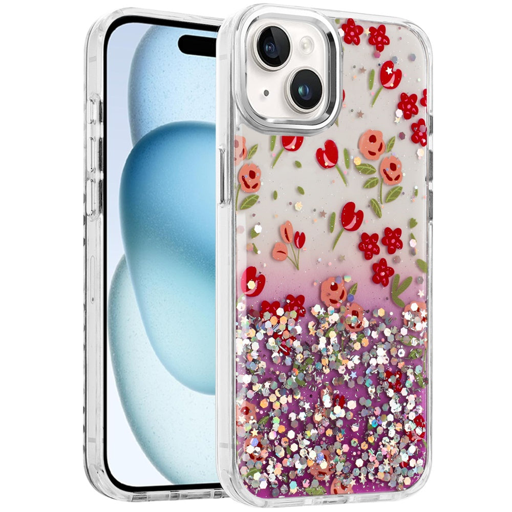 For Apple iPhone 15 Fashion Beautiful Epoxy Design Hybrid Fashion Stylish TPU Protective, Shockproof Hybrid PC Case Cover