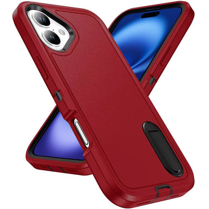For Apple iPhone 17 Hybrid 3 Layers Hard 3in1 Shockproof with Kickstand Heavy Duty Hard TPU Rubber Anti-Drop Case Cover
