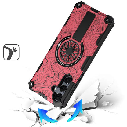 For Samsung Galaxy A17 5G Magnetic Invisible Kickstand Holder with CD Texture Design, Shockproof Hybrid Military Grade Heavy Duty Case Cover