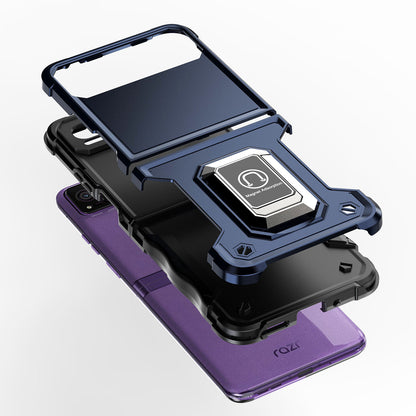 For Motorola Razr 2023 Hybrid Stand Magnetic Ring Holder Kickstand Heavy Duty Rugged Drop Silicone & Hard PC Shockproof Case Cover Blue