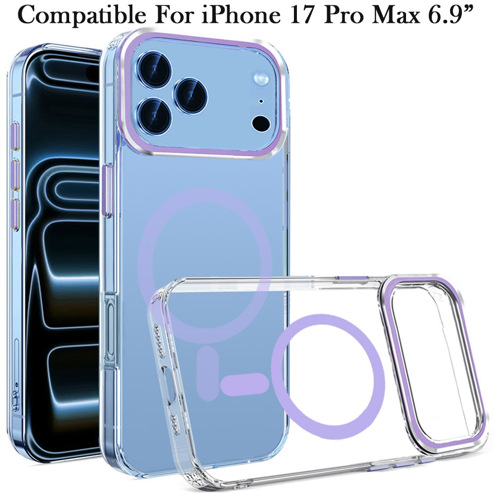 For Apple iPhone 17 Pro Max Clear Transparent Case Matching Circle Design, Hybrid TPU Hard Shell, Support Magsafe Charger Case Cover